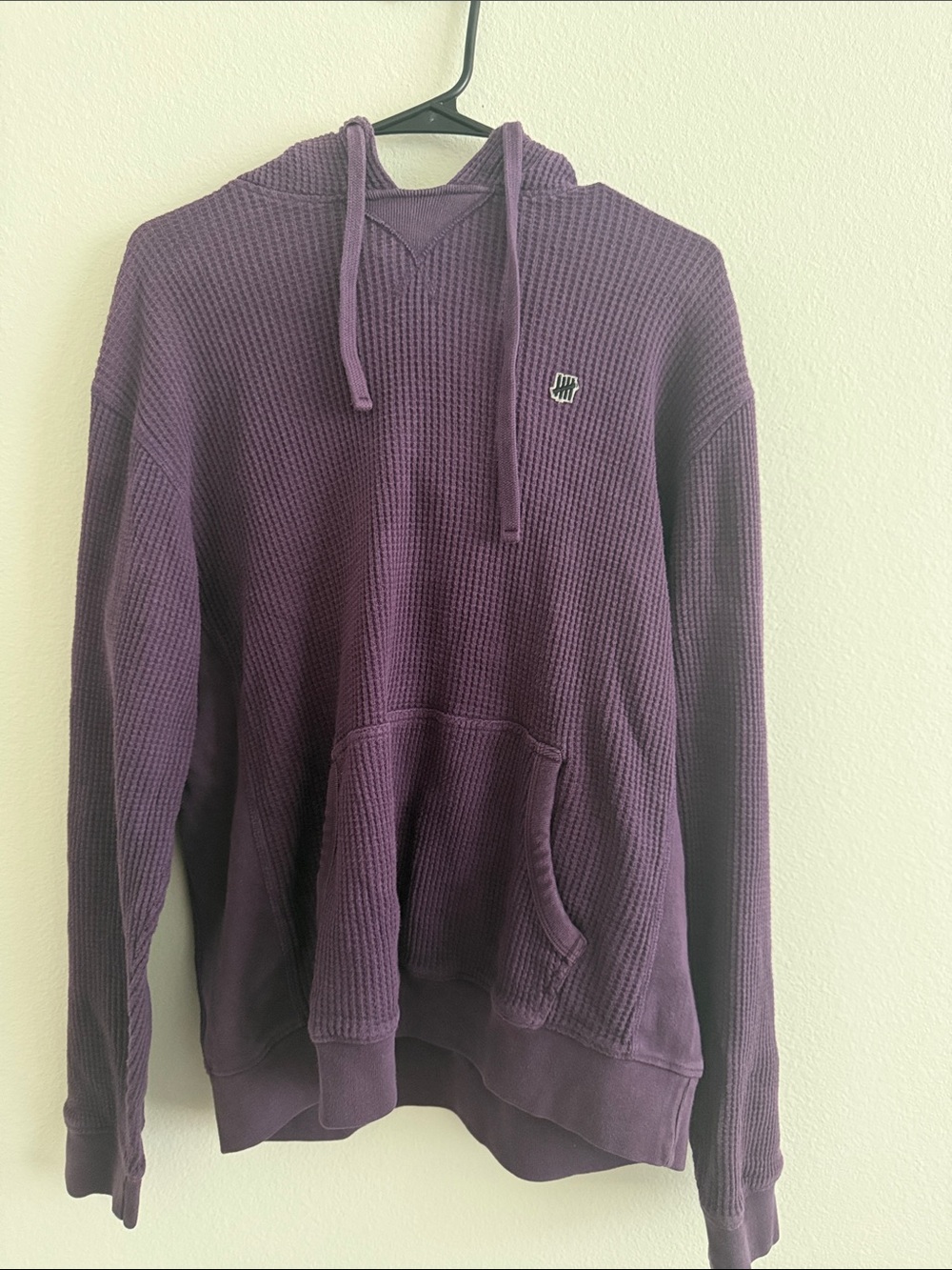 Undefeated Men's Waffle Knit Crewneck Hoodie in Deep Purple